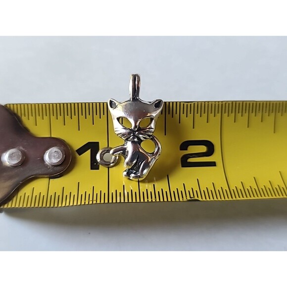 925 Sterling Silver Cat Shaped Pendant Vintage - Picture 8 of 10